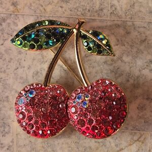 Sparkling Cherry Brooch